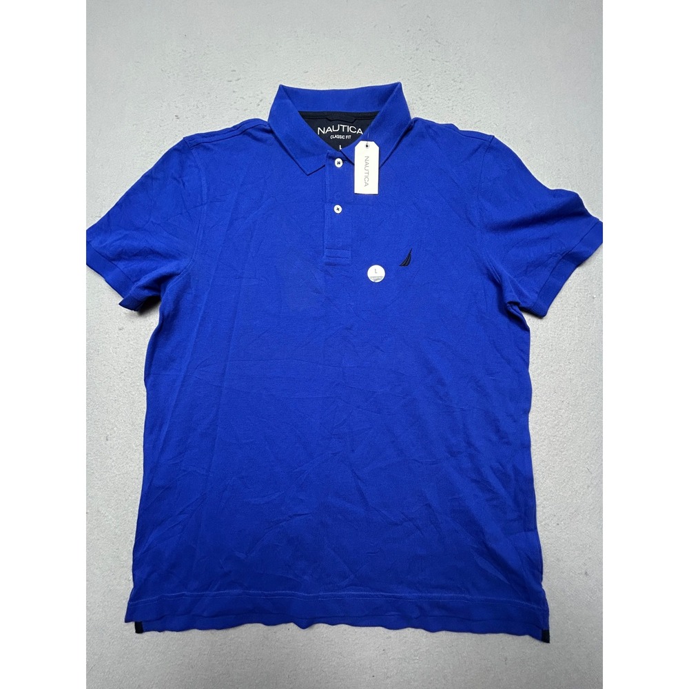 Nautica Polo Shirt 100% Cotton Anchor Blue Large Mens